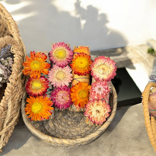 4” Straw Flower Decorative Sage Bundle